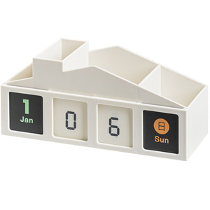 Creative Perpetual Calendar Pen Holder Plastic Square Desktop Organizer With Month Day Number Cards For Student Use - Product Image 2