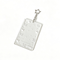 Porte-clés en plastique rectangulaire pour cartes photo, motif flocon de neige scintillant, cadre photo Kpop imprimé UV transparent, cadeau pour la maison, vente en gros