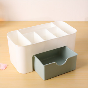 Boîte de rangement pour bijoux et cosmétiques, style tiroir, en plastique, pour bureau ou coiffeuse, organiseur de brosses de soin de la peau et de rouges à lèvres. - Product Image 4