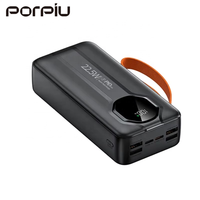 PORPIU Promotion Exceptionnelle : Batterie Externe Ultra-Mince 20W Grande Capacité 30000mAh avec Affichage Numérique, Quatre Ports USB Type-C et Double Câble