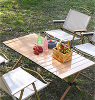 Table de camping enroulable en alliage d'aluminium Bureau de pique-nique extérieur pliant portable avec chaises Ensemble complet Camping Pique-nique et distributeurs automatiques