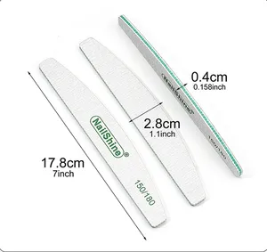 Professional Washable Nail Files Half Moon 80/100/150/180/240/320 Strong Sandpaper Durable File Nails Tools Manicure Supplies
