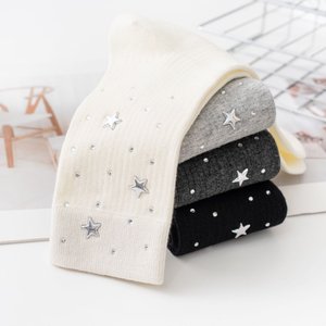 Calcetines tobilleros <span class=keywords><strong>de</strong></span> algodón peinado con purpurina y diamantes <span class=keywords><strong>de</strong></span> imitación <span class=keywords><strong>de</strong></span> estrella, cálidos y dulces, <span class=keywords><strong>para</strong></span> <span class=keywords><strong>niñas</strong></span>, estilo preppy, al por mayor - Product Image 4