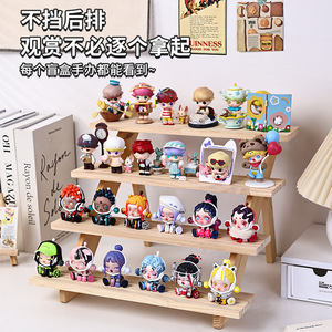 Wooden Tiered Shelf 4 Layers Desktop Blind Box Storage Display Stand For Pop Mart Figurines Model Collection - Product Image 1