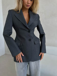 Giacche da donna Enyami da donna in tinta unita con scollo a V giacche formali Blazer da donna tailleur da donna - Product Image 3