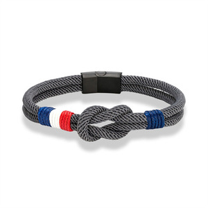 <span class=keywords><strong>Bracelet</strong></span> d'amitié en corde tressée à nœuds concentriques, fait main, motif drapeau français, style Milan, décontracté, avec fermoir, vente en gros - Product Image 2