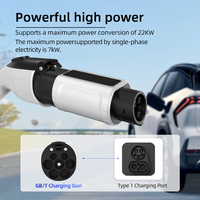 Adaptateur de charge EV compact et portable GB/T vers Type 1, 190 mm, petite taille, gain de place, à emporter dans la voiture, utilisable à tout moment