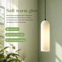 Abat-jour en verre soufflé à la main de 300 mm de hauteur avec ouverture de 98 mm, accessoire de suspension minimaliste pour l'éclairage de chambre et de cuisine