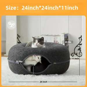 PDouble-layered Donut-shaped <b>cat</b> Bed in Stock Enlarged <b>Tunnel</b> <b>Play</b> Area 2-in-1 <b>cat</b> Bed Enclosed All-season Felt Pet Bed - Product Image 5