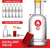 Bouteille de liqueur ronde en verre de qualité alimentaire, bouteille à spiritueux en verre transparent avec bouchon à vis rouge pour whisky, brandy, gin, vodka, sirop