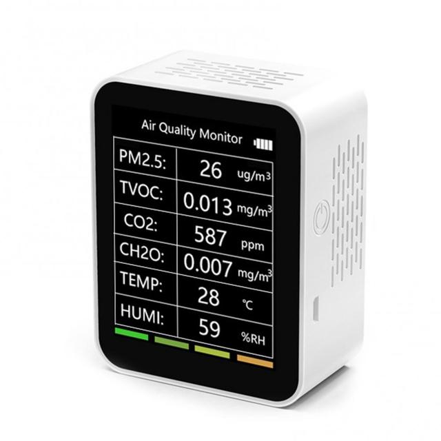 LCD Screen WIFI Tuya 6 in 1 Wifi Smart Air Quality Monitoring Equipment Monitor Indoor CH2O TVOC PM2.5