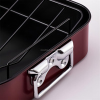 Plat à rôtir, plat à lasagnes antiadhésif de 16 pouces avec grille - Plat à rôtir rectangulaire profond pour poulet