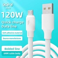 Kabel Data Micro-USB TPE Pengisian Cepat Pintar 120W 3A Arus Besar 1 Meter