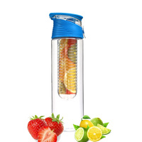 Long infuseur sans Bpa infuseur de fruits en plastique étanche voyage bouteille d'eau filtre jus Shaker bouteille d'eau avec infuseur de fruits