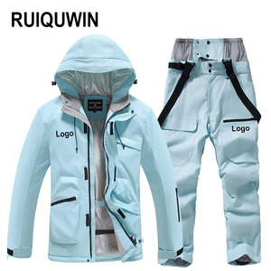 Combinaison de ski d'hiver unisexe RUIQUWIN, coupe-vent, imperméable, chaude, épaisse, veste à fermeture éclair, pantalon, ensemble de vêtements de ski alpin et de snowboard - Product Image 1