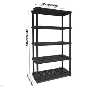 Étagères de rangement modulaires en plastique robustes à 4 niveaux, sans pliage, sans boulons, capacité de 600 lb, 56"H x 36"W x 18"D - Product Image 1