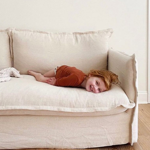 Sofá Extensible de Tres Plazas de Tela de Lino Estilo Wabi-Sabi, Desmontable y Lavable, para Sala de Estar, Villa, Escuela, Personalizable - Product Image 4