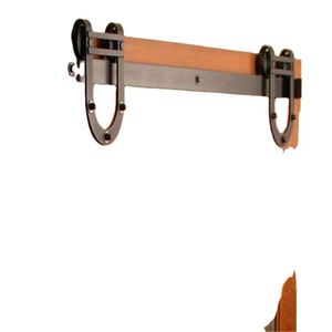 WEKIS Kit de Herrajes para Puerta Corredera de Estilo Moderno, Duradero, en Forma de Herradura, de Acero al Carbono Negro y Latón, para Puertas de Granero, Dormitorios y Cocinas - Product Image 4