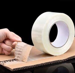 Hoge Viscositeit Gestreepte <span class=keywords><strong>Fiber</strong></span> <span class=keywords><strong>Tape</strong></span> Binding Zware Gewicht Anti-Stretch Transparant Glas Filament Tapes - Product Image 5