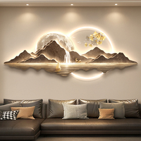 Peintures murales suspendues en acrylique LED avec gravure UV, art de paysage de montagne moderne et luxueux, décoration murale pour le salon