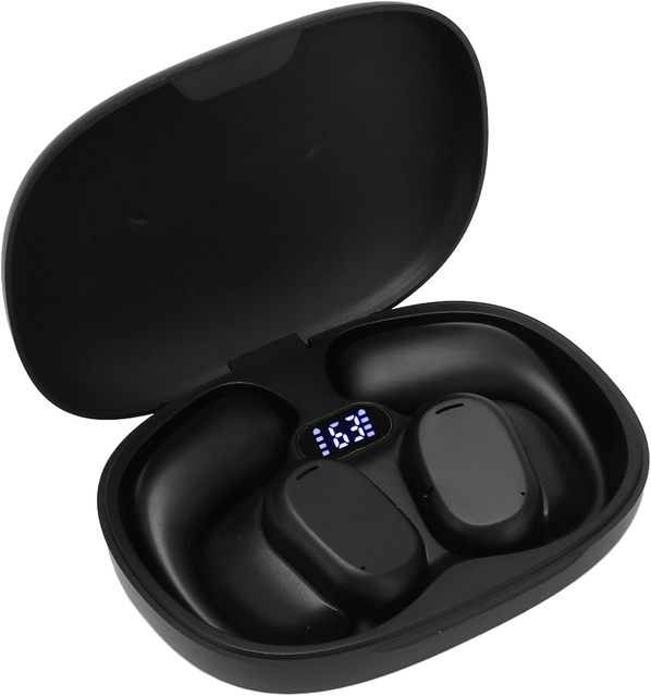 Wireless Ear Clip Headphones Charging Bin Display Button Control LED Battery 5.3 for IPX5 Waterproof Low Latency Touch