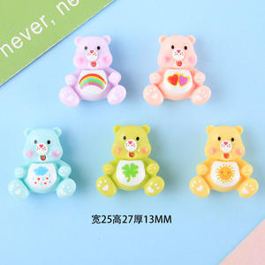 Fabrika toptan yaratıcı sevimli karikatür gökkuşağı ayı Diy el yapımı reçine dekoratif süsler büyük boy 3D Kawaii tırnak bakımı - Product Image 5