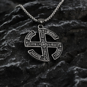 yunnique Stainless Steel Men's <b>Cross</b> Pendant Necklace Geometric Design Asymmetry Fashion Jewelry For Clothing Matching - Product Image 1