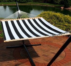 Lit hamac de jardin double en tissu avec cadre hamac avec cadre balançoire et oreiller mobilier d'extérieur portable - Product Image 1