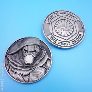 Pièce de monnaie commémorative rétro en métal, alliage de zinc, design tête de mort, cadeau de collection, finition argent antique - Product Image 4