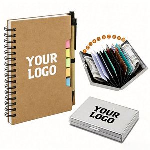 Libreta Kraft con Logotipo Personalizado al por Mayor, Bolígrafo para Regalo Promocional Empresarial, Libreta Espiral con Notas Adhesivas a Precio Económico - Product Image 1