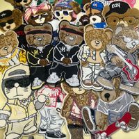 Patchs en chenille 3D personnalisés brodés, motif ours de dessin animé, en tissu éponge, thermocollants/coudables, de haute qualité, très demandés