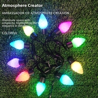 Guirlande lumineuse LED en forme de cône de pin de Noël, abat-jour en cristal, câble noir, couleurs vives, décoration lumineuse pour arbre de Noël, jardin, patio, lumières féériques