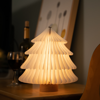 2025 Trendige Holz-Klappbare Papier-LED-Baumlampe Warmweiß Batteriebetrieben Tragbare Leselampe für Schlafzimmer Heimdekoration Geschenk