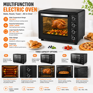 Four Électrique de Comptoir Grande Capacité 25L 45L 60L, Four Grille-Pain 1500W 2000W pour Cuisson, Rôtissage et Grillades, Idéal pour la Cuisine Domestique - Product Image 2