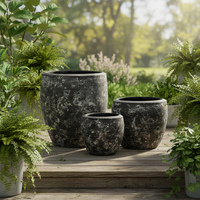 Vente en gros d'usine : Pots de fleurs rustiques vintage en fibro-ciment, durables et légers, avec trou de drainage pour la maison et le jardin