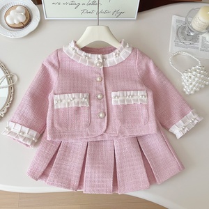 Nouvelle collection automne : Ensemble décontracté deux pièces pour fille, style coréen, avec petite robe chemise et jupe courte à motif animal rose. - Product Image 5
