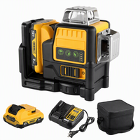 Niveau laser industriel autonivelant 12 lignes 3D 360 degrés vertical 12V à batterie lithium, faisceau vert horizontal pour intérieur et extérieur