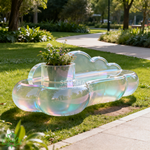 Sofá de Acrílico Iridiscente Moderno Senzhao, Personalizable, para Exteriores, Parques y Jardines, con Maceta - Product Image 1
