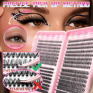 Coffret de 32 rangées de faux cils en bouquets individuels, 30D 40D 50D mixtes, 9-16mm, style croisé, fibres synthétiques, courbure D - Product Image 4