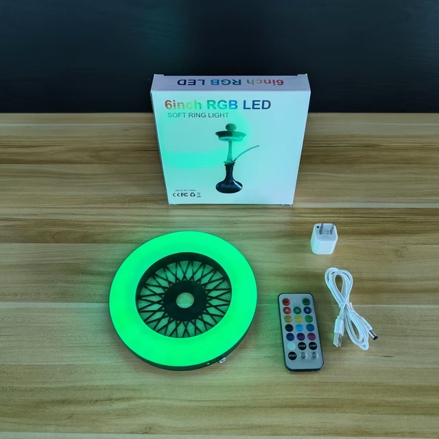 Factory Wholesale Shisha Accessories 6 Inch RGB LED with Charge Hookah Led Shisha Smoke Led Ring Lamp