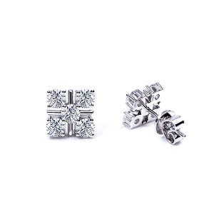 ต่างหูเพชรโมอิสซาไนต์ทรงสี่เหลี่ยมเรขาคณิต ดีไซน์คลาสสิก หรูหราเบาๆ ชุบทองคำขาว จากเทียนหยู เจ็มส์ - Product Image 6