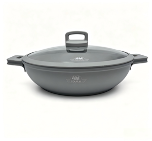 FOURM 36CM Casserole peu profonde antiadhésive avec revêtement en granit, en aluminium moulé sous pression, avec couvercle en verre, technologie allemande <span class=keywords><strong>Greblon</strong></span> C3, ustensiles de cuisine - Product Image 1
