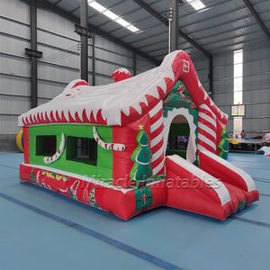 Château gonflable de Noël avec toboggan, thème Père Noël, château gonflable pour <span class=keywords><strong>les</strong></span> fêtes et événements des enfants - Product Image 2