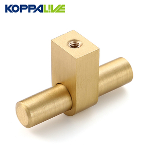 Koppalive Modern kecil T Bar tombol kuningan padat dan pegangan untuk mebel laci lemari dapur pintu - Product Image 5