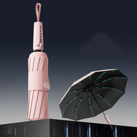 Nouveau parapluie de voyage extérieur personnalisable à ouverture automatique à trois plis, à bretelles élargies, 10 baleines, résistant au vent, imperméable et anti-UV, en pongee