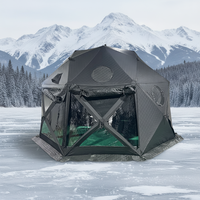 Tente de sauna hexagonale Warmfire à 6 côtés, en Oxford 300D imperméable, triple couche, avec cheminée, 4 saisons, montage rapide et automatique