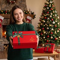 Boîte d'emballage personnalisée avec logo décoratif pour les fêtes de fin d'année, boîte à courrier en papier de Noël, boîte rigide épaisse en carton pour cadeaux de Noël