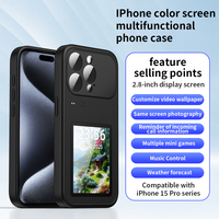 Coque de téléphone portable antichoc en TPU+PU au design de luxe NFC DIY, compatible avec les modèles 17/16/15/14 Pro Max, avec écran E-Ink multifonctionnel