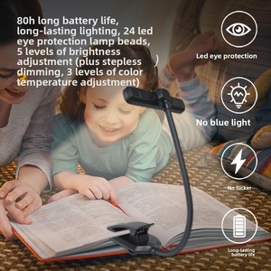 Lampe de lecture LED à double rangée Boyid avec support rotatif, protection des yeux, trois températures de couleur, veilleuse, charge USB - Product Image 2
