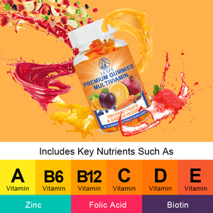 Oem פקטין בריאות תערובת של ויטמין D A <span class=keywords><strong>C</strong></span> E <span class=keywords><strong>B12</strong></span> אבץ וביוטין גומי מולטי ויטמינים דוברים צורה למבוגרים - Product Image 2